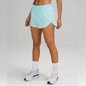 Women Lululemon Track That High-Rise Lined Short 3" Icing Blue size 4